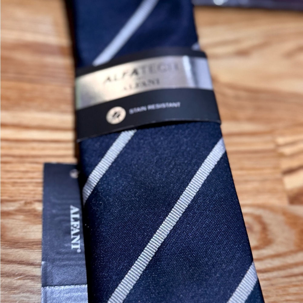 Alfani Navy and Silver Diagonal Stripe Men's Tie